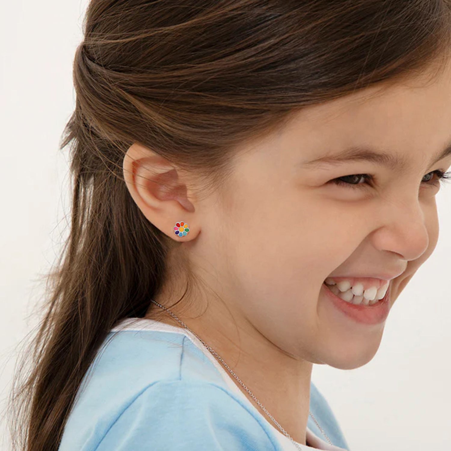 Rainbow Enamel Flower Stud Earring – Sterling Silver