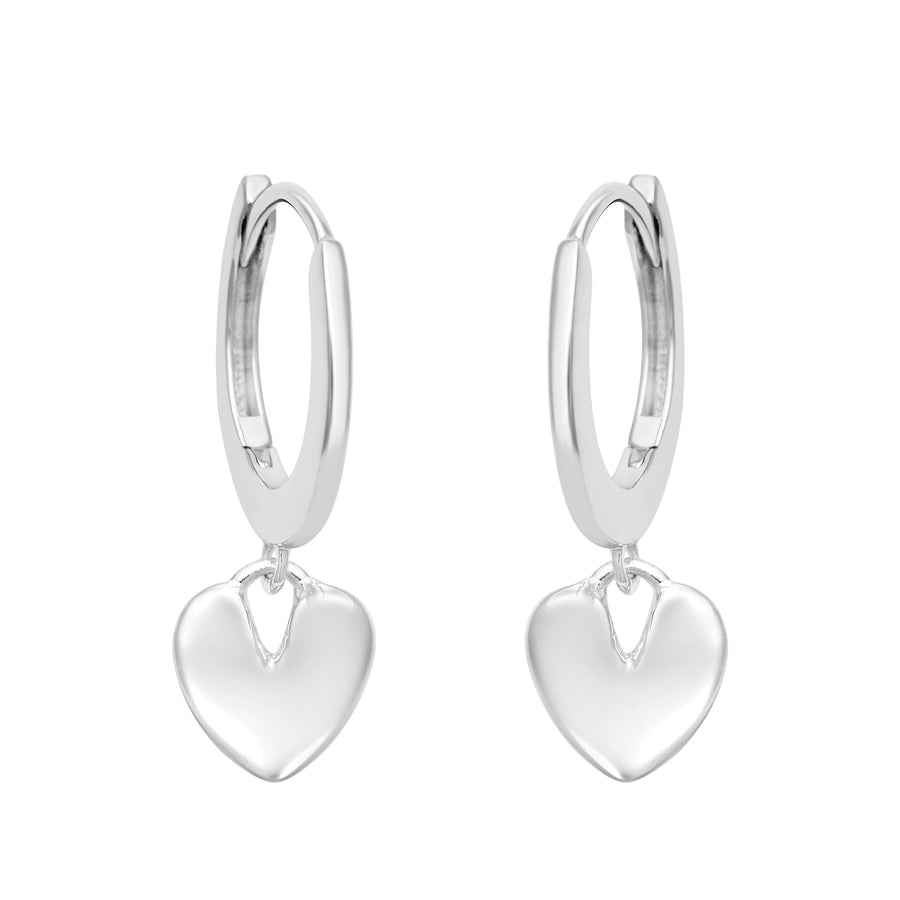 Heart Charm Hoop Earring – Sterling Silver