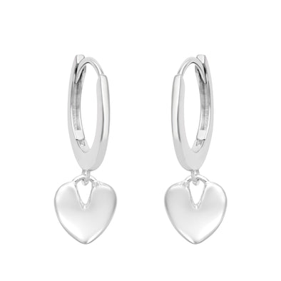 925 Sterling Silver Plated Heart Shape Dainty Huggie Hoop Earrings Simple Silver Drop Earrings For Girls Jewelry