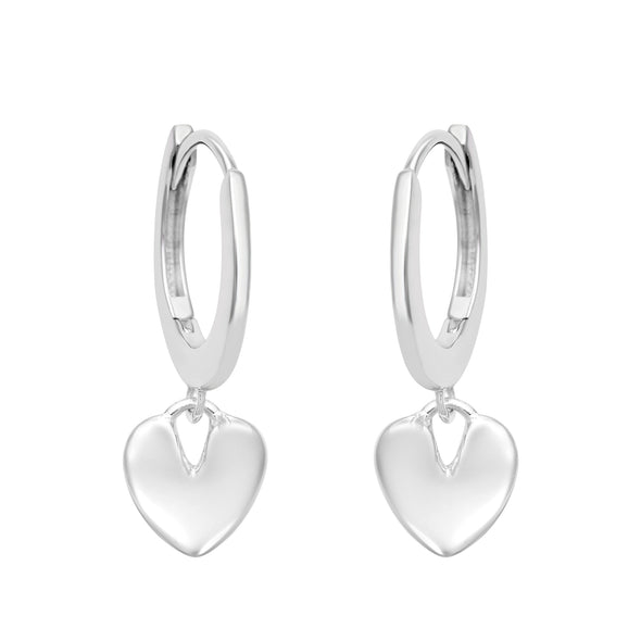 925 Sterling Silver Plated Heart Shape Dainty Huggie Hoop Earrings Simple Silver Drop Earrings For Kids Jewelry