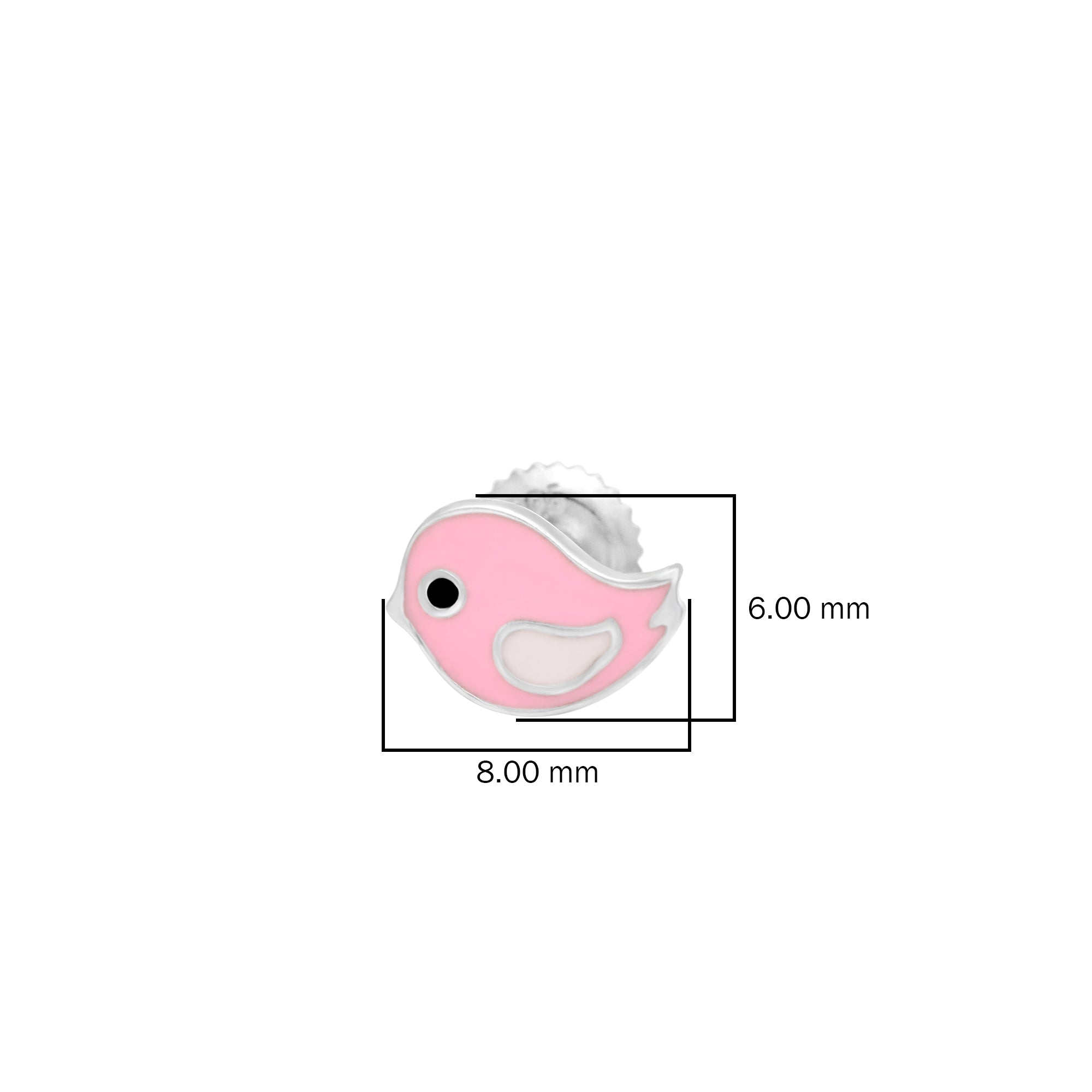 Pink Enamel Bird Stud Earring – Sterling Silver