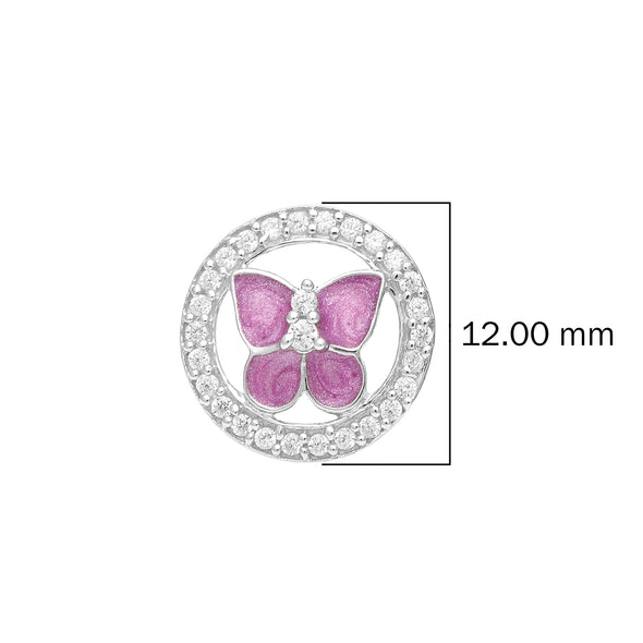 Round White Cz Starry Butterfly in Jewelled ring 925 Sterling Silver Pink Tiny Screw Back Stud Earrings For Kids Jewlery