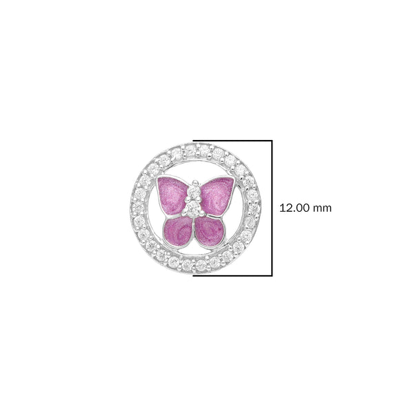 Round White Cz Starry Butterfly in Jewelled ring 925 Sterling Silver Pink Tiny Butterfly Back Stud Earrings For Kids Jewlery