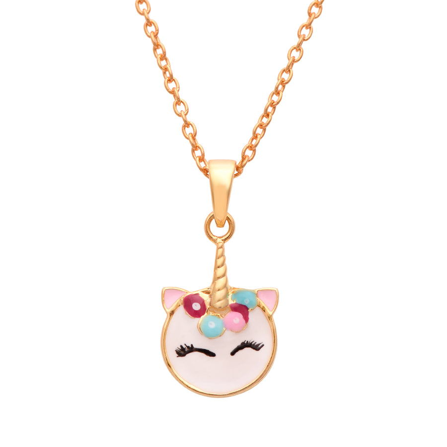 Kids Unicorn Necklace – Sterling Silver Gold Plating & Enamel