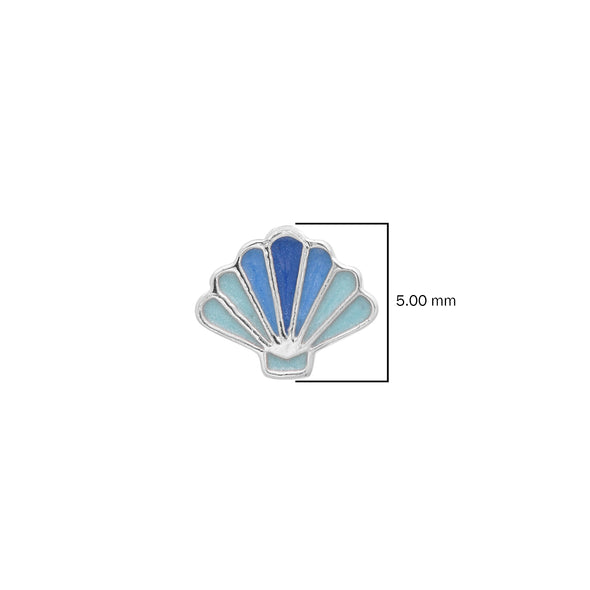 925 Sterling Silver Blue Sea Shell Cute Enamel Tiny Butterfly Back Stud Earrings For Children's Jewelry