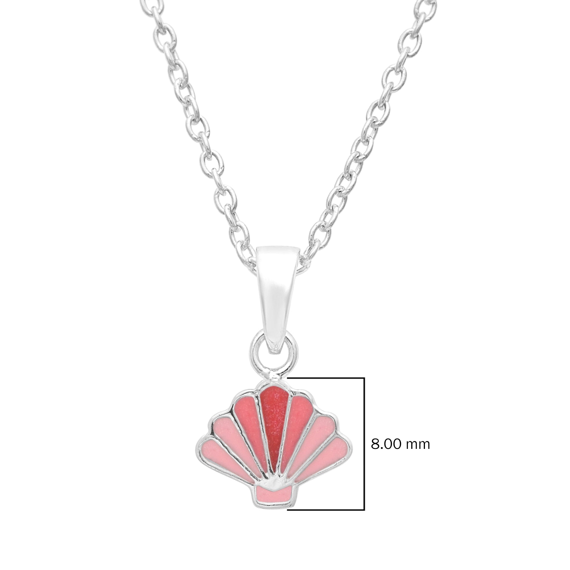 925 Sterling Silver Pink Sea Shell Cute Enamel Necklace For Kids Children's Jewelry
