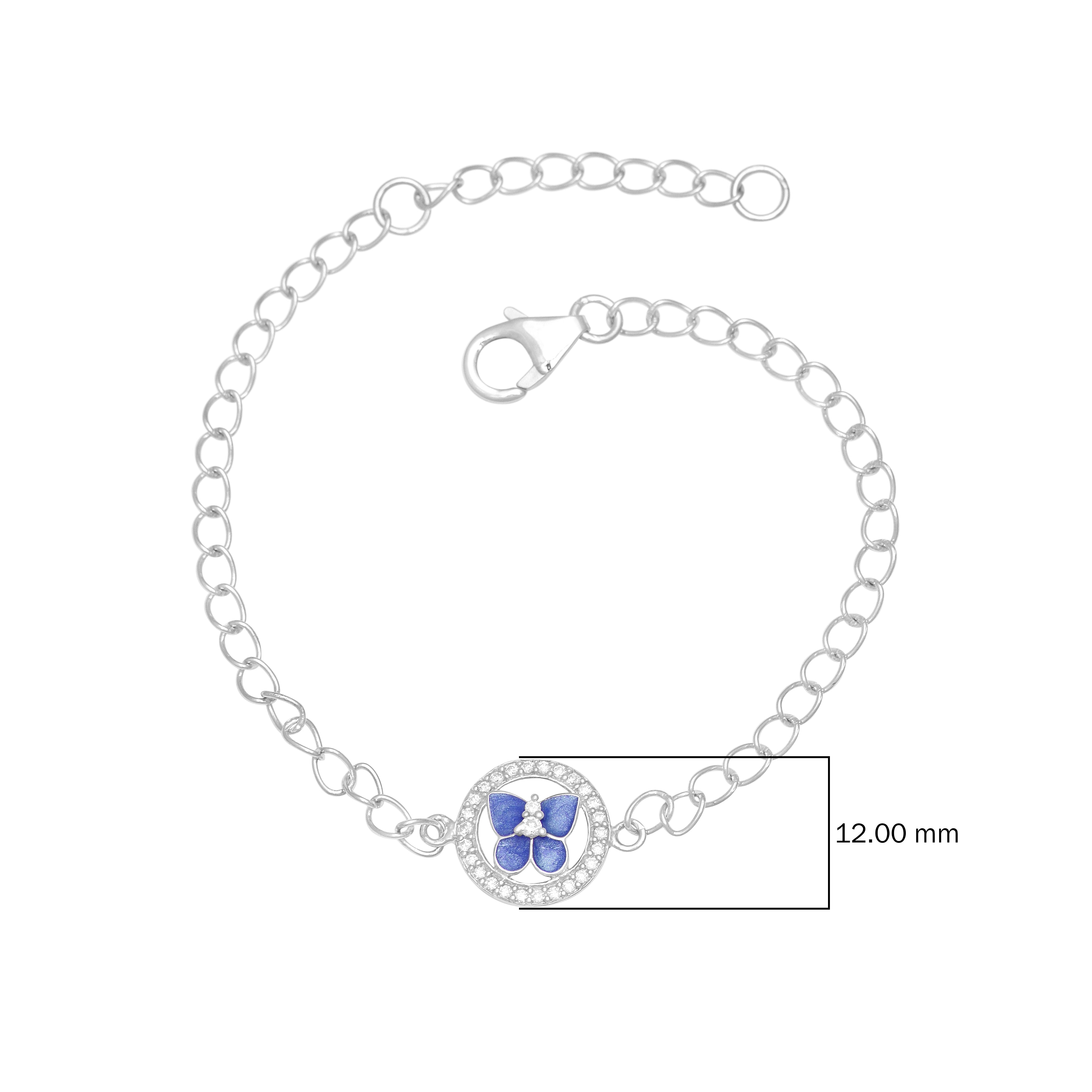 Blue Enamel Butterfly Charm Bracelet - Sterling Silver
