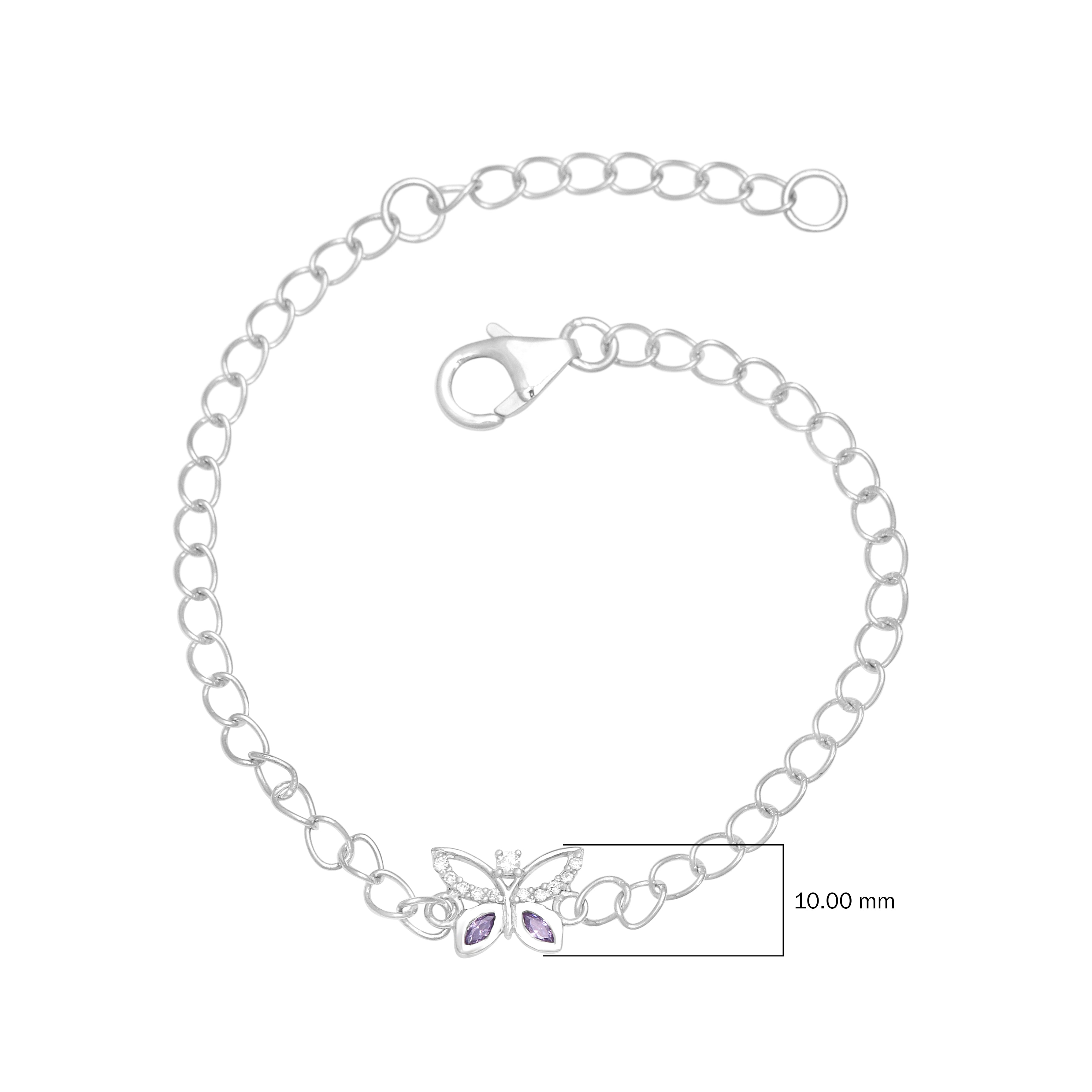 Amethyst Marquise Butterfly Charm Bracelet – Sterling Silver