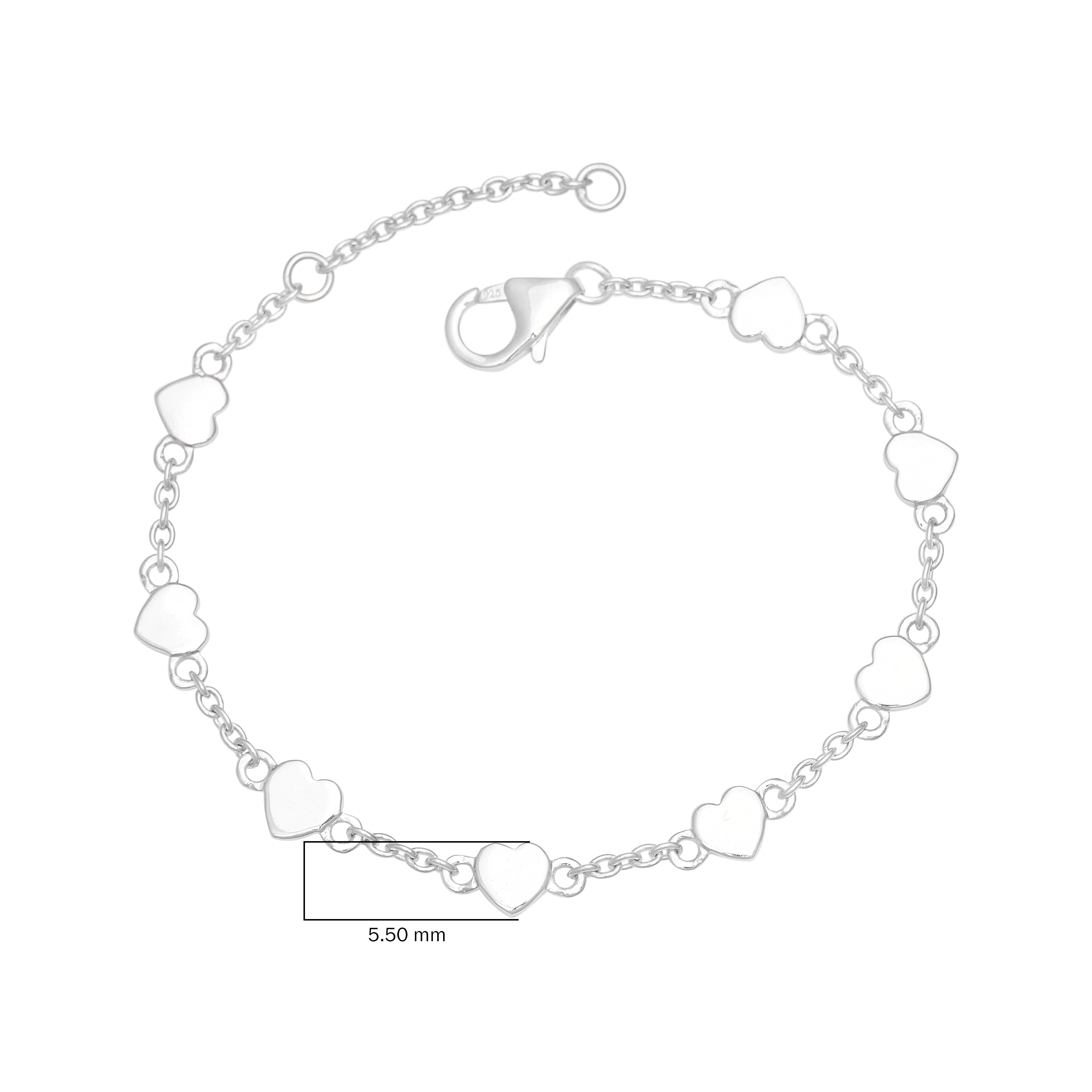 Multi Heart Station Charm Bracelet – Sterling Silver