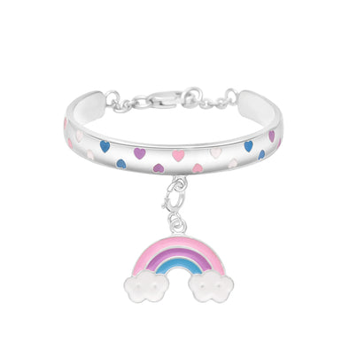 925 Sterling Silver Enamel Rainbow With Clouds Charm Bracelet For Kids Children's Jewelry