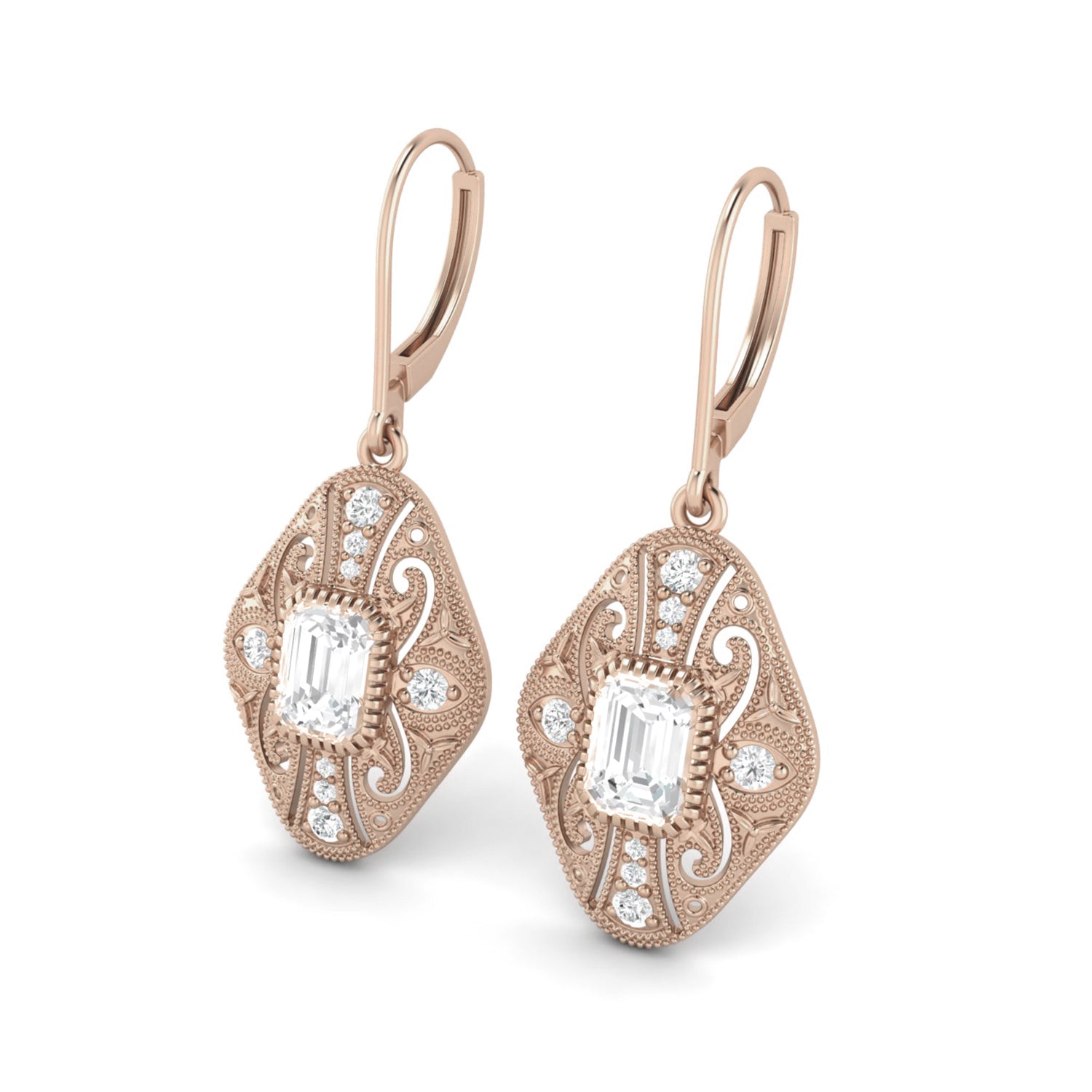 Moissanite  Filigree Dangle Earrings – Sterling Silver