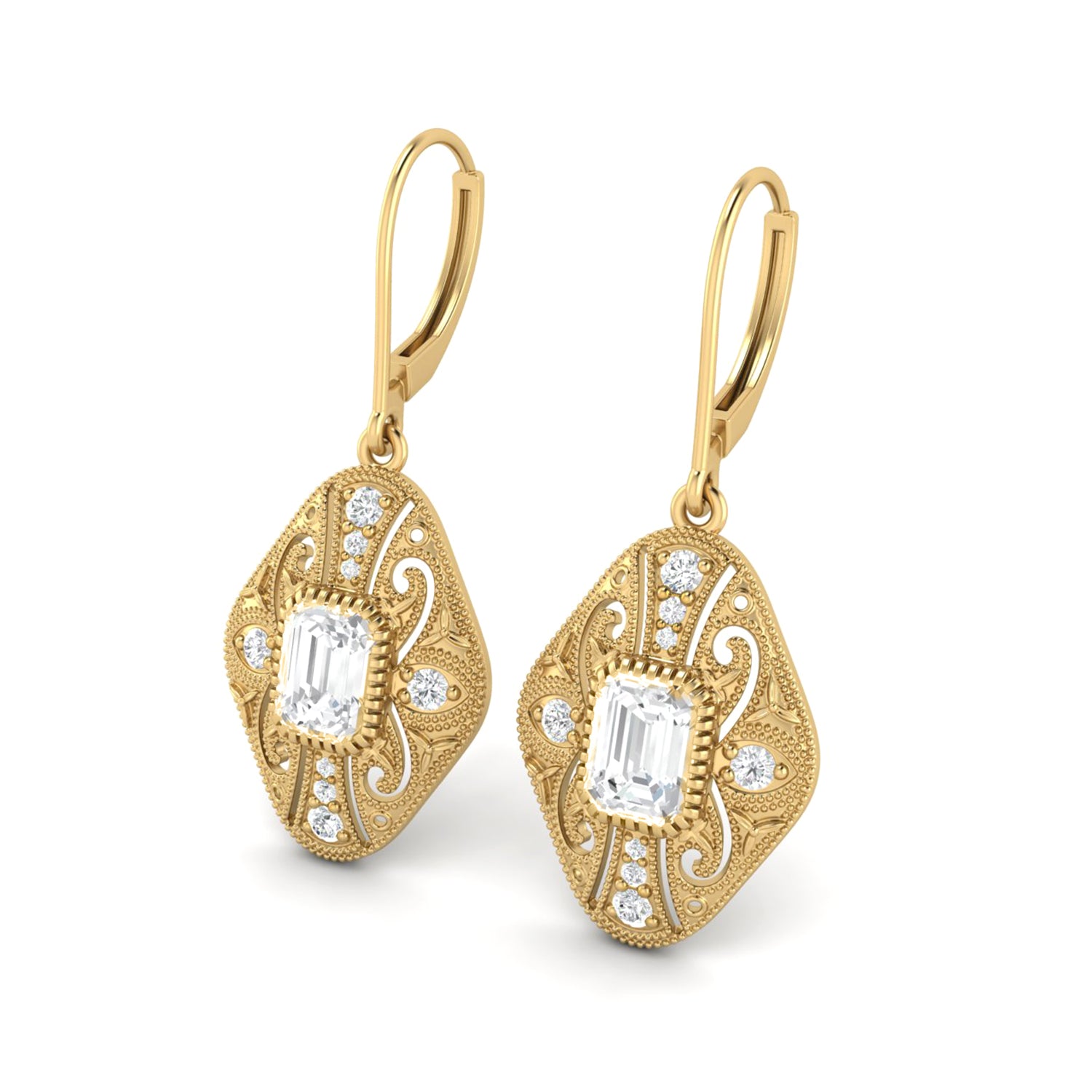 Moissanite  Filigree Dangle Earrings – Sterling Silver