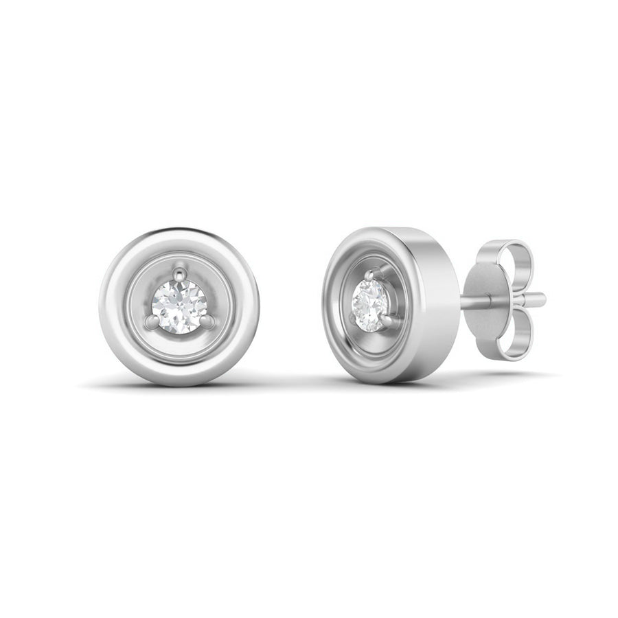 Moissanite Minimalist Bezel Stud Earring – Sterling Silver