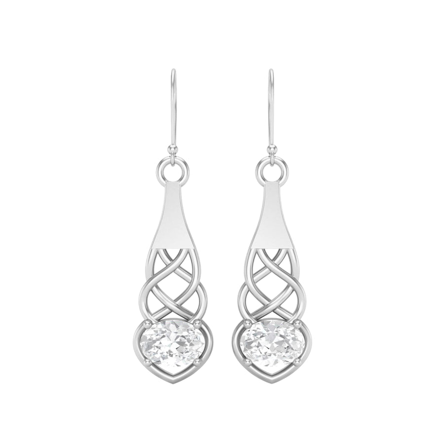 Moissanite Drop Celtic Heart Design Earrings – Sterling Silver