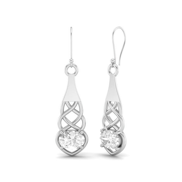 Oval Shape Moissanite 925 Sterling Silver Celtic Knot Dangle Drop Women Earrings