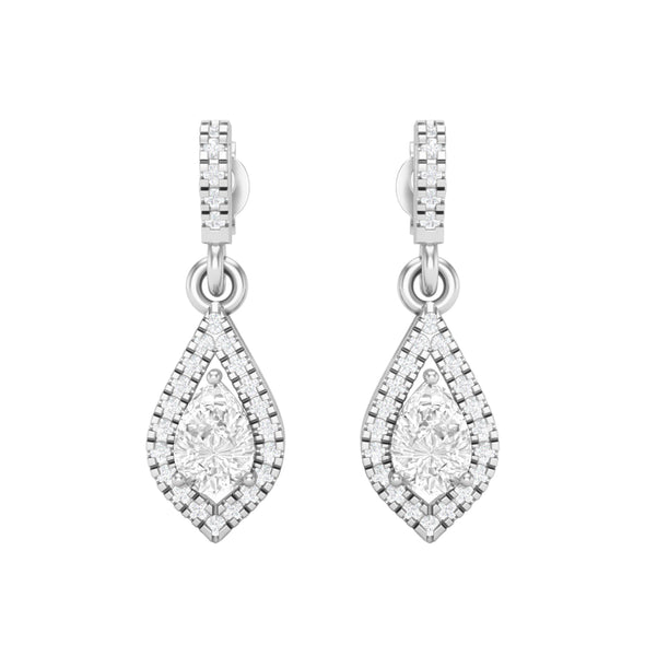 925 Sterling Silver 6x4MM Pear Moissanite Chandelier Teardrop Women Earrings