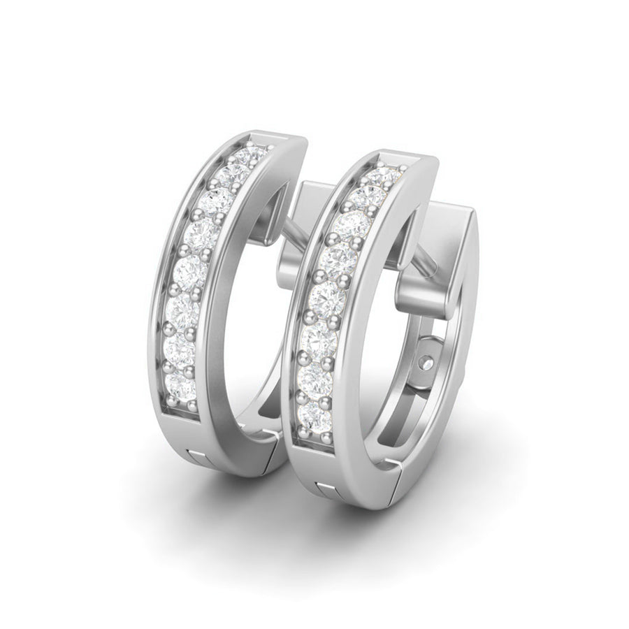 Classic Channel Set Moissanite Hoop Earrings – Sterling Silver