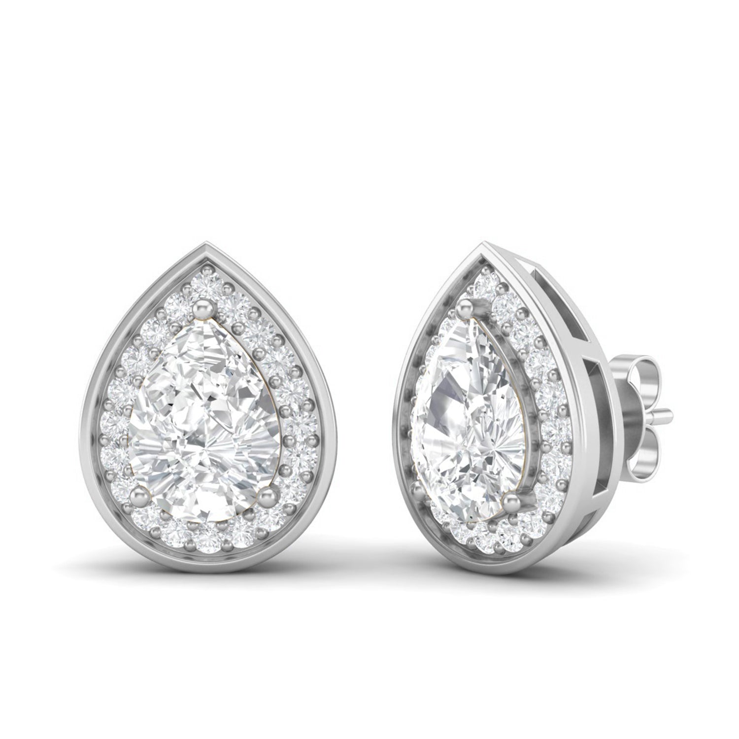 Pear Shape Moissanite Stud Earrings – Sterling Silver