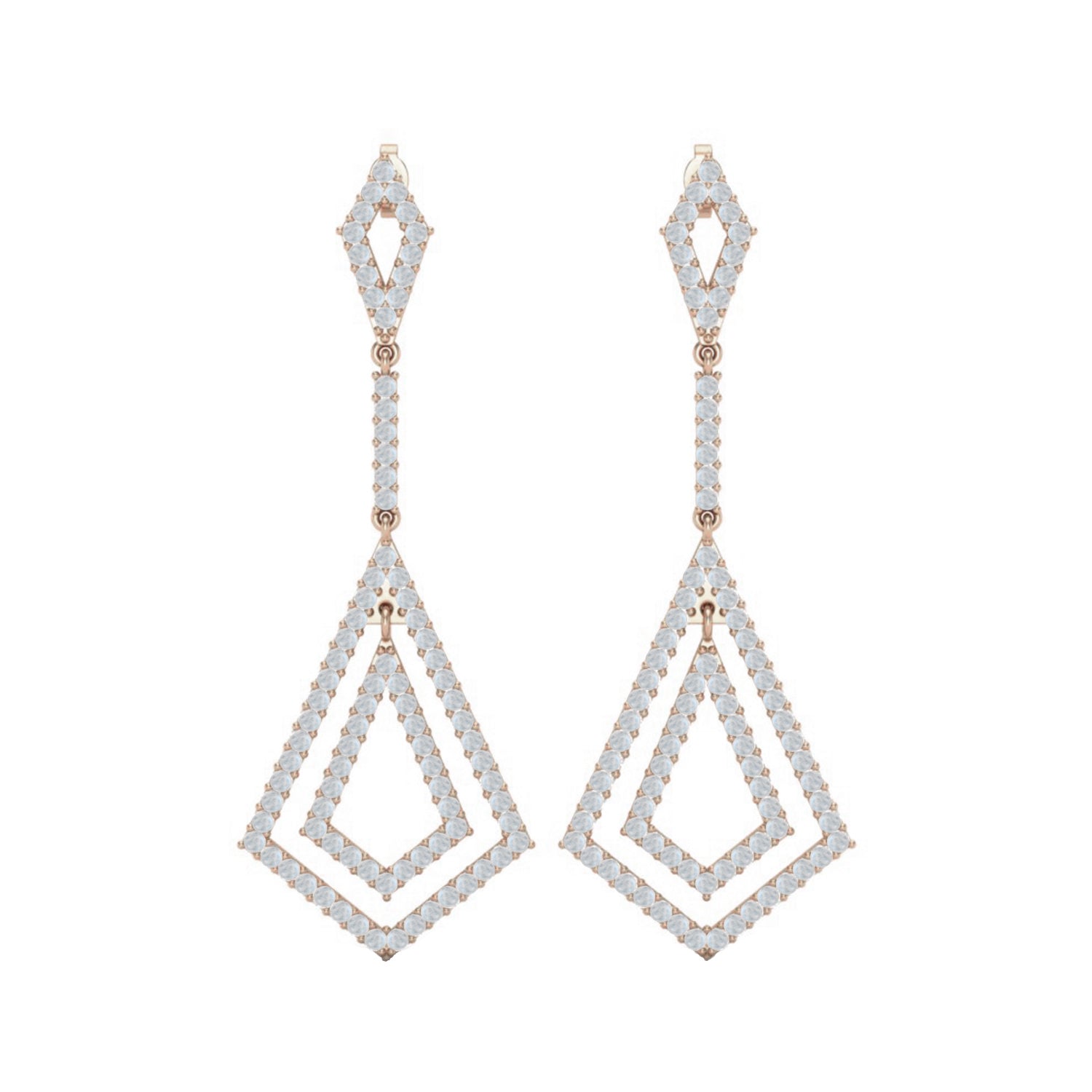 Moissanite Bold Geometric Drop Chandelier Earrings – Sterling Silver
