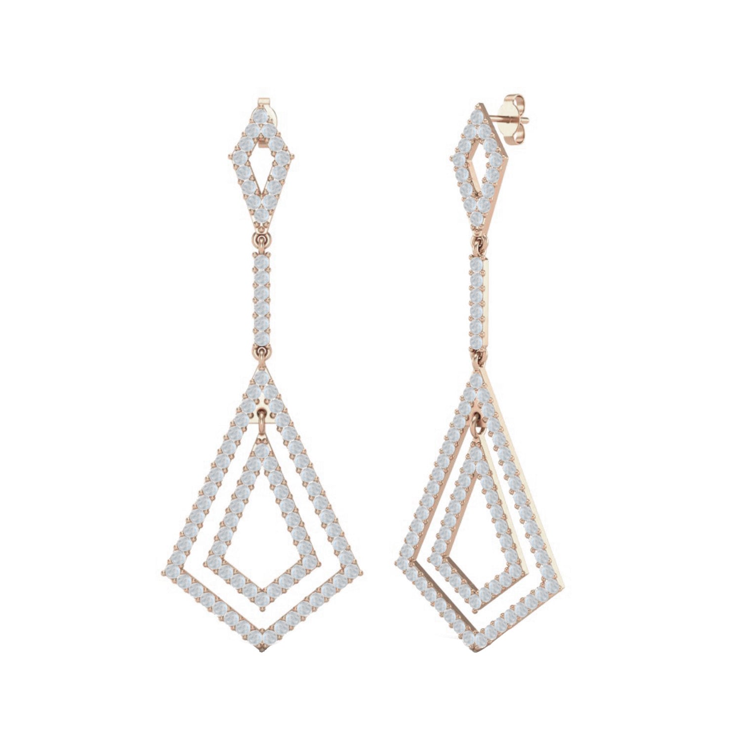 Moissanite Bold Geometric Drop Chandelier Earrings – Sterling Silver