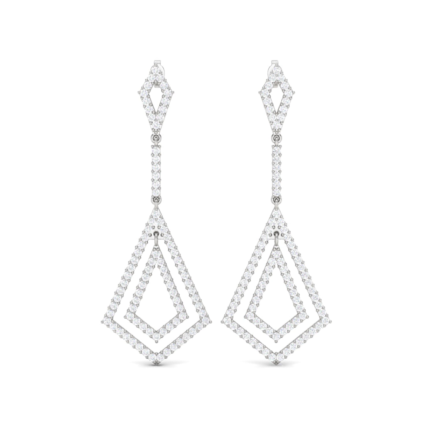 Moissanite Bold Geometric Drop Chandelier Earrings – Sterling Silver