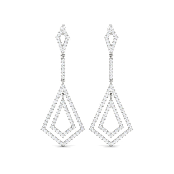 925 Sterling Silver Round Moissanite Long Drop Dangle Chandelier Women Earrings