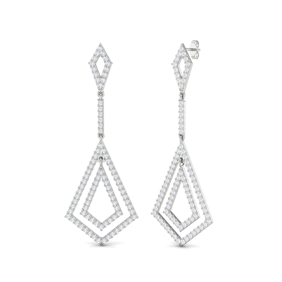 Moissanite Bold Geometric Drop Chandelier Earrings – Sterling Silver