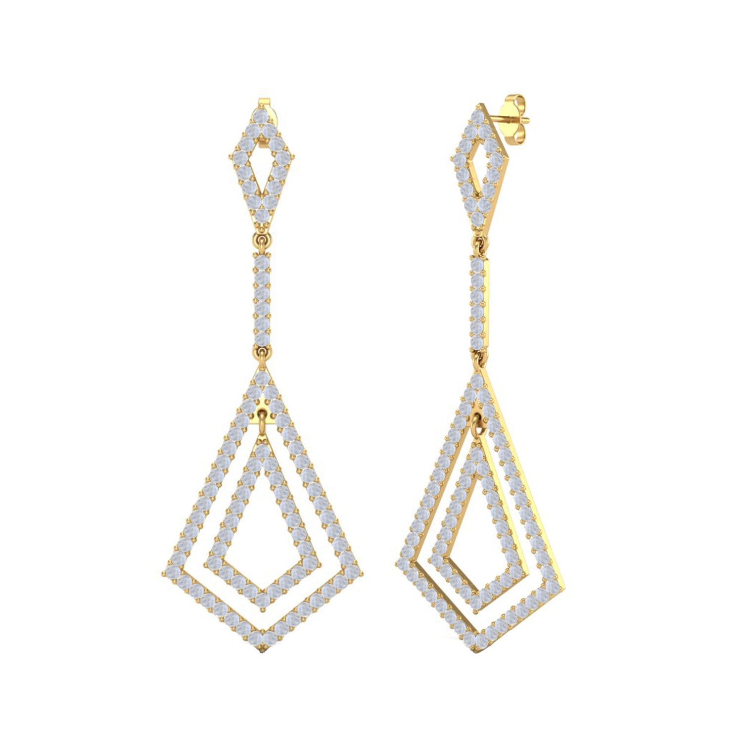Moissanite Bold Geometric Drop Chandelier Earrings – Sterling Silver