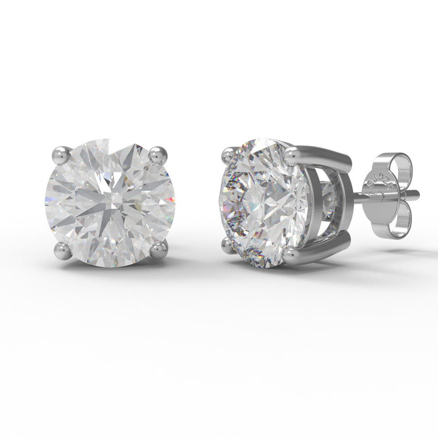Moissanite Round Solitaire Stud - Sterling Silver