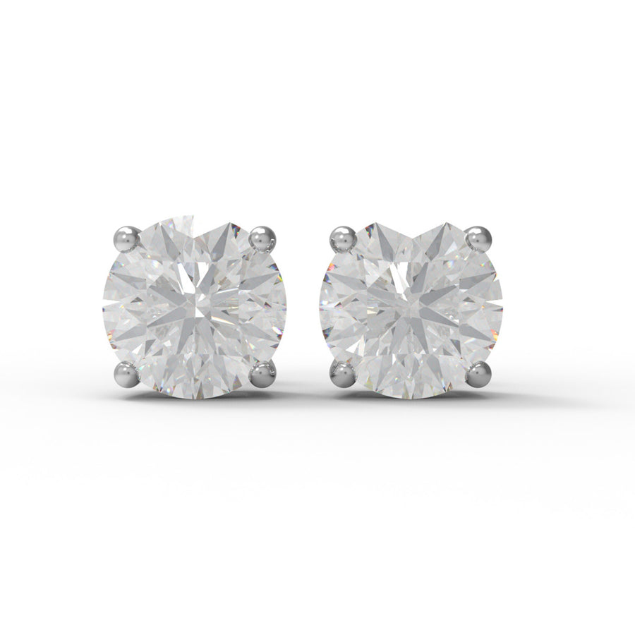 Moissanite Round Solitaire Stud - Sterling Silver