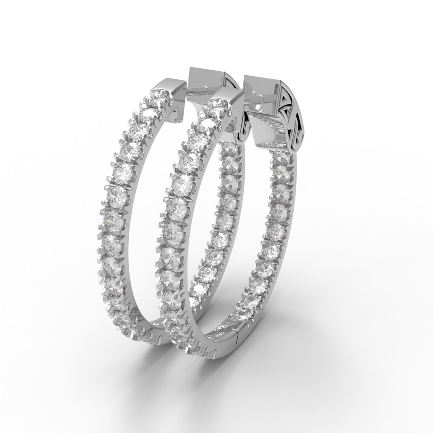 Moissanite Classic Inside Out Hoop Earrings – Sterling Silver