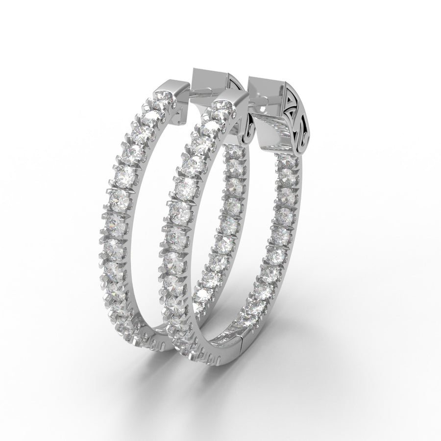 Moissanite Classic Inside Out Hoop Earrings – Sterling Silver
