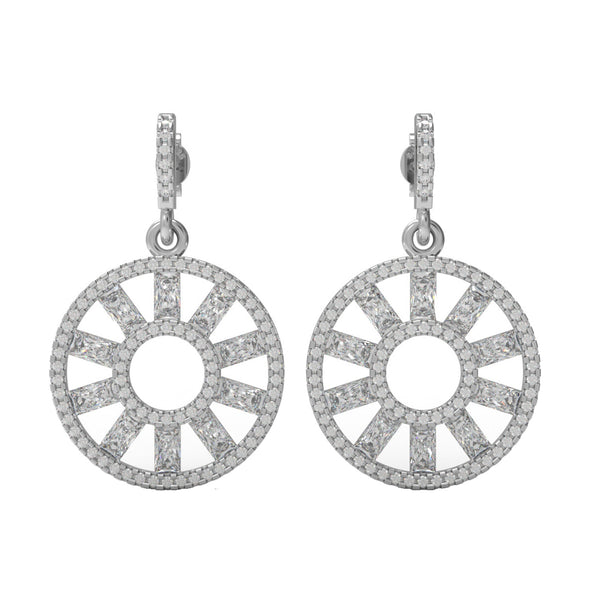 Circle Of Life Round Shape Moissanite 925 Sterling Silver Dangle Women Earrings