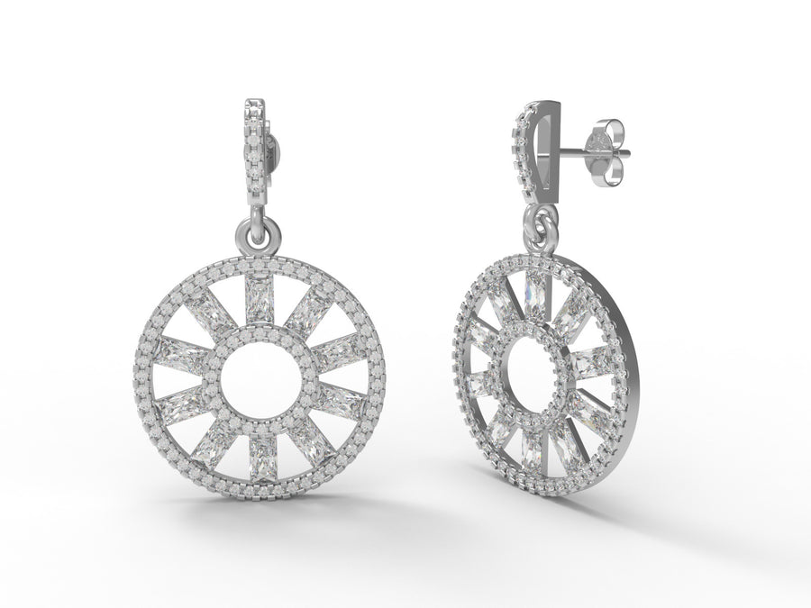 Moissanite Sunburst Drop Earrings - Sterling Silver