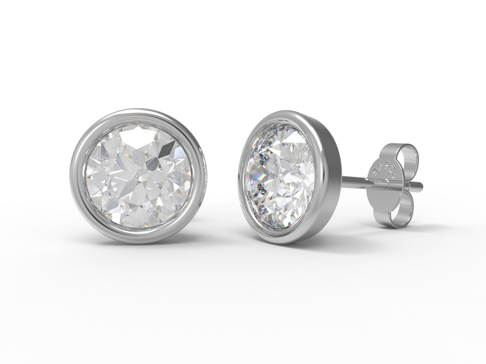 Moissanite Round Solitaire Stud - Sterling Silver