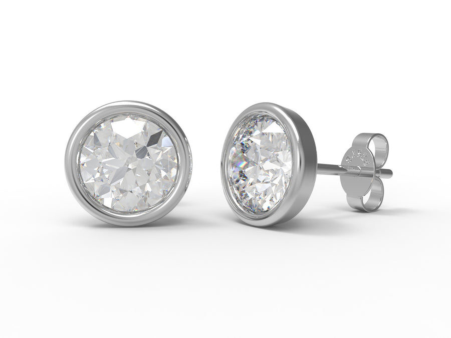 Moissanite Round Solitaire Stud - Sterling Silver
