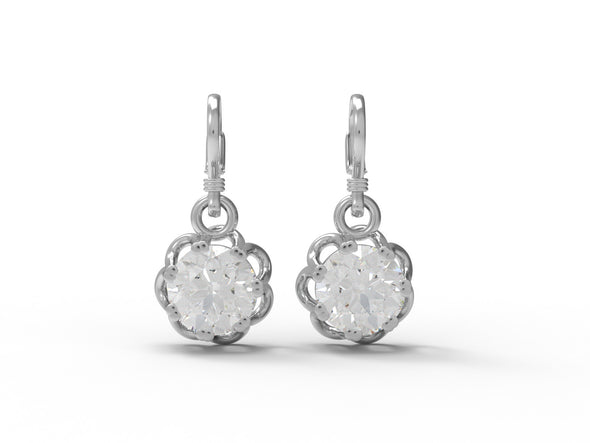 1.5 Ctw Round Moissanite 925 Sterling Silver Solitaire Dangle Earring For Women