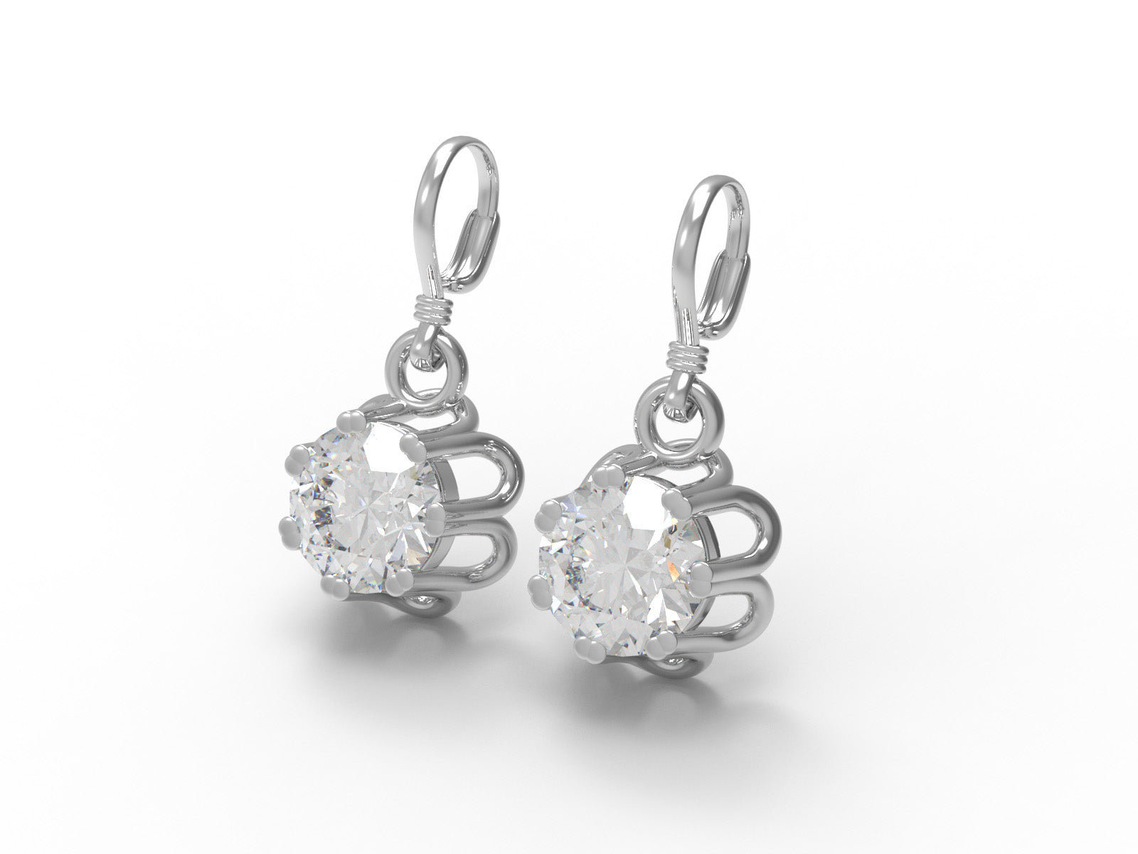 Moissanite Lever Back Drop Earrings – Sterling Silver