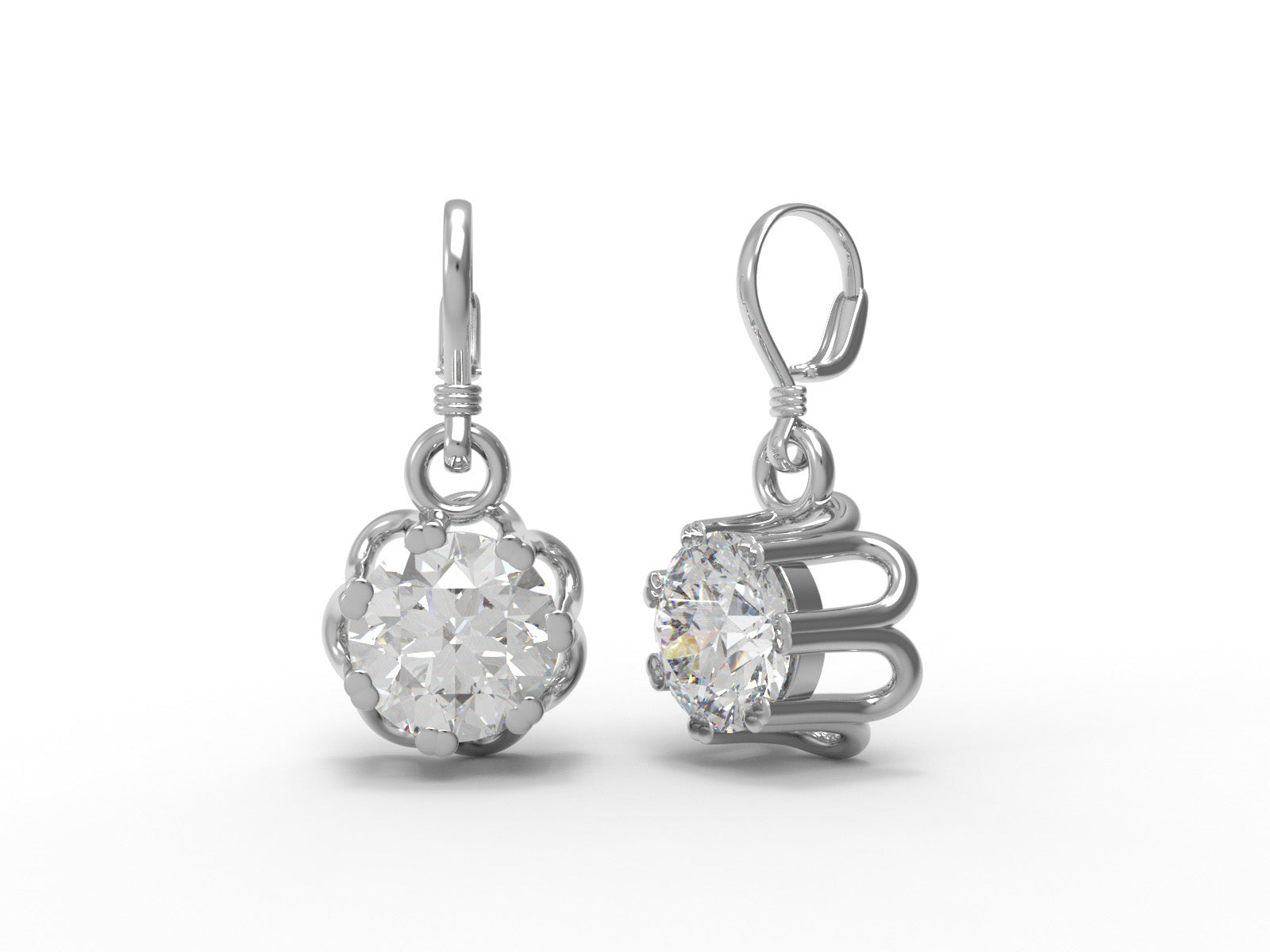 Moissanite Lever Back Drop Earrings – Sterling Silver