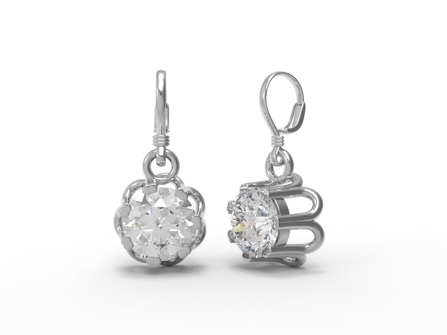 Moissanite Lever Back Drop Earrings – Sterling Silver