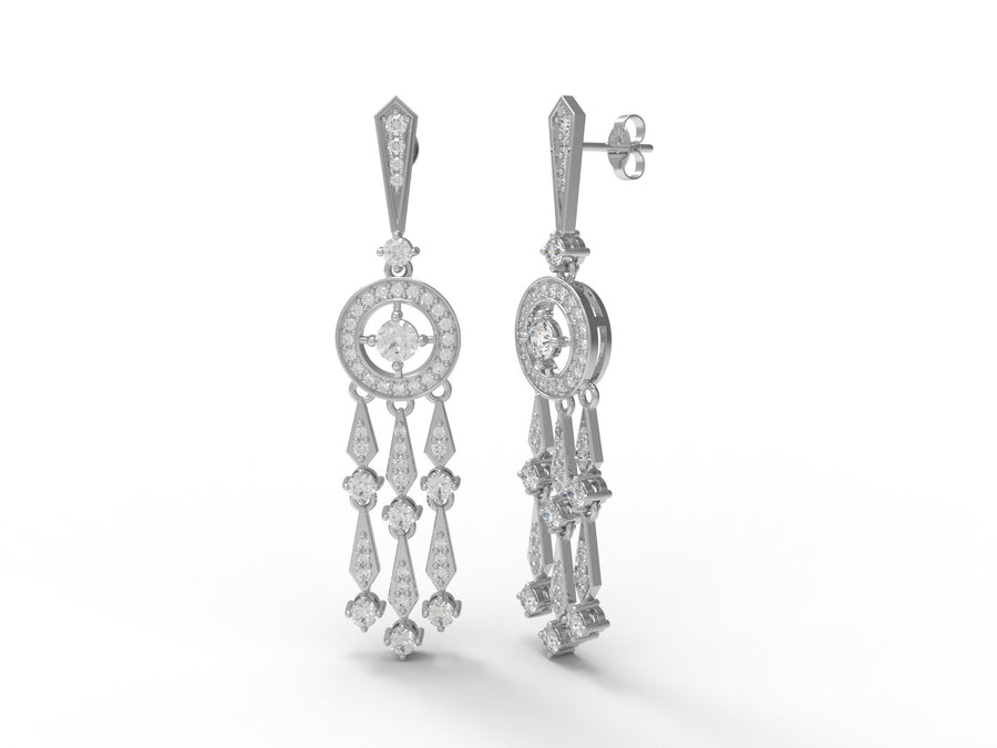 Moissanite Dangle Drop Chandelier Earrings - Sterling Silver