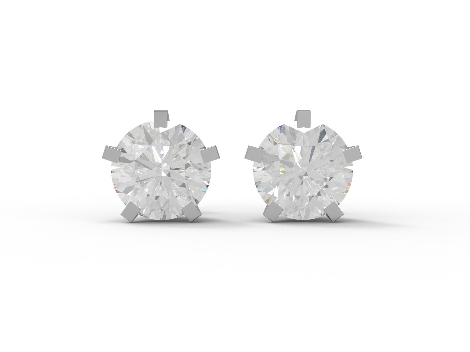Moissanite Classic 4-Prong Round Stud Earrings - Sterling Silver