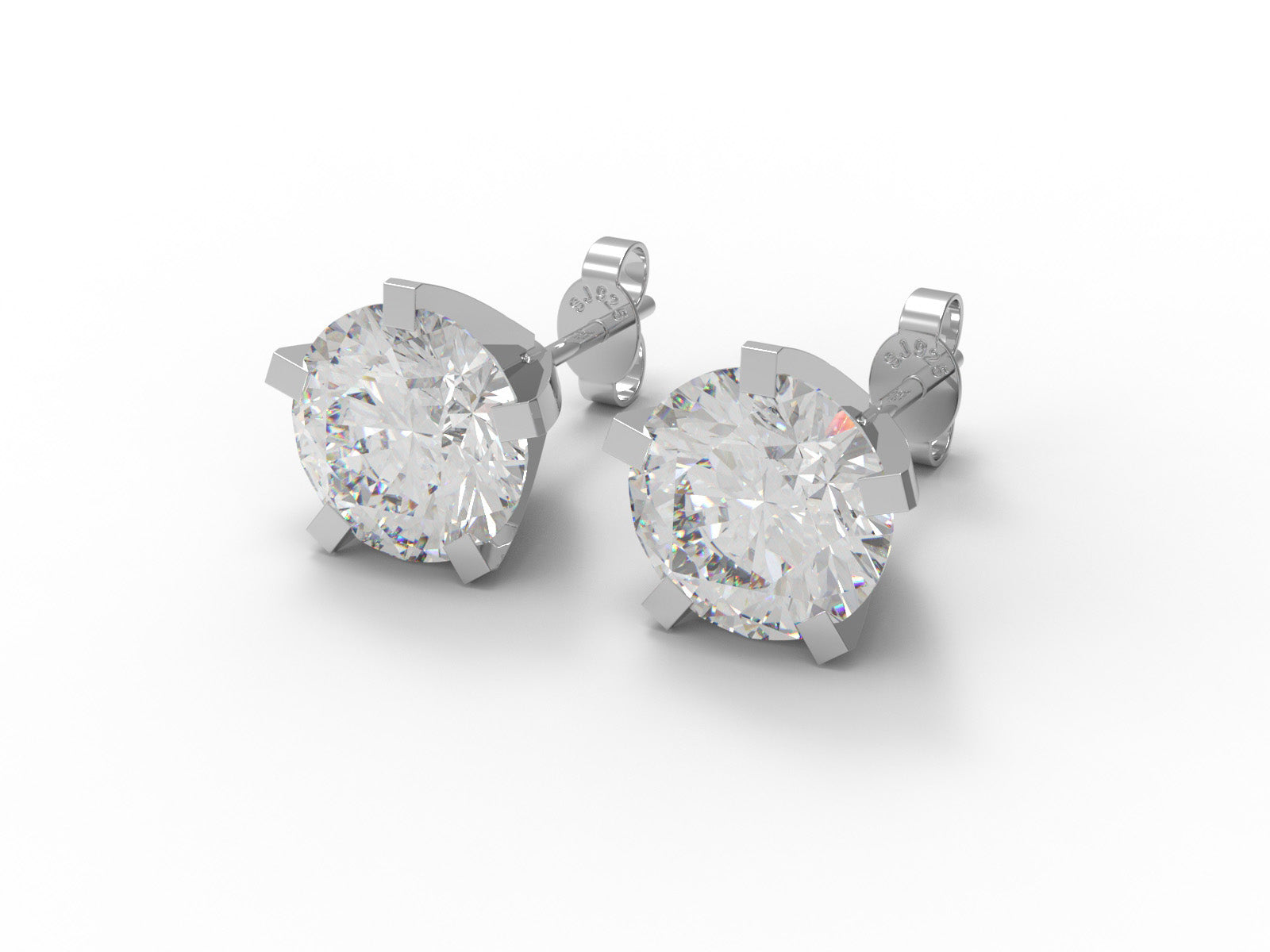 Moissanite Classic 4-Prong Round Stud Earrings - Sterling Silver