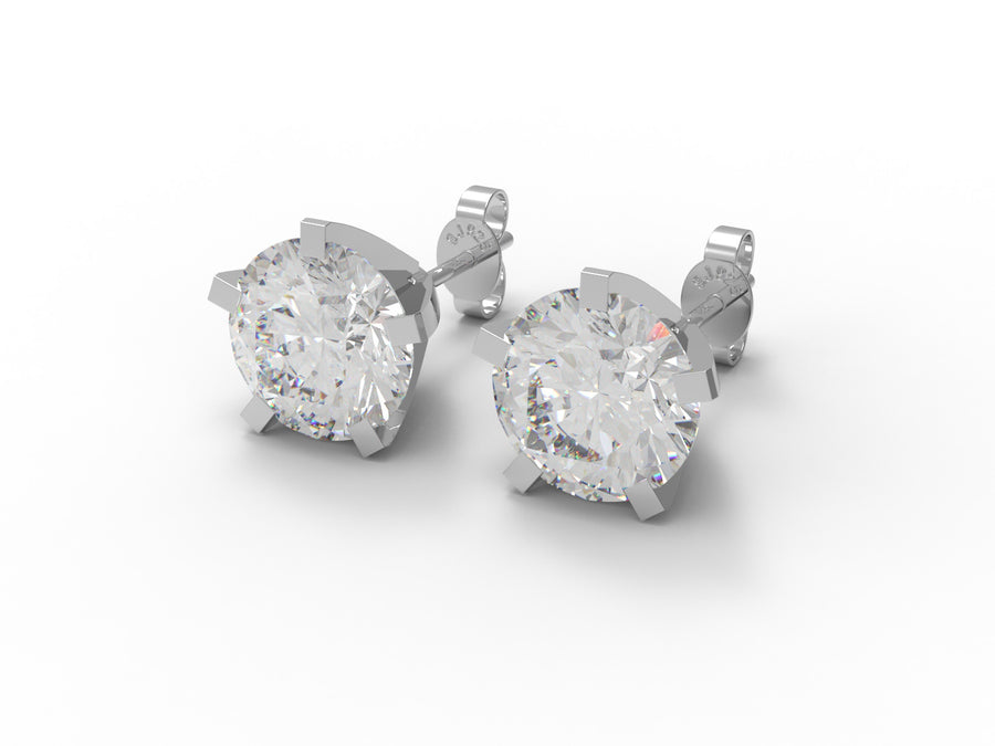 Moissanite Classic 4-Prong Round Stud Earrings - Sterling Silver