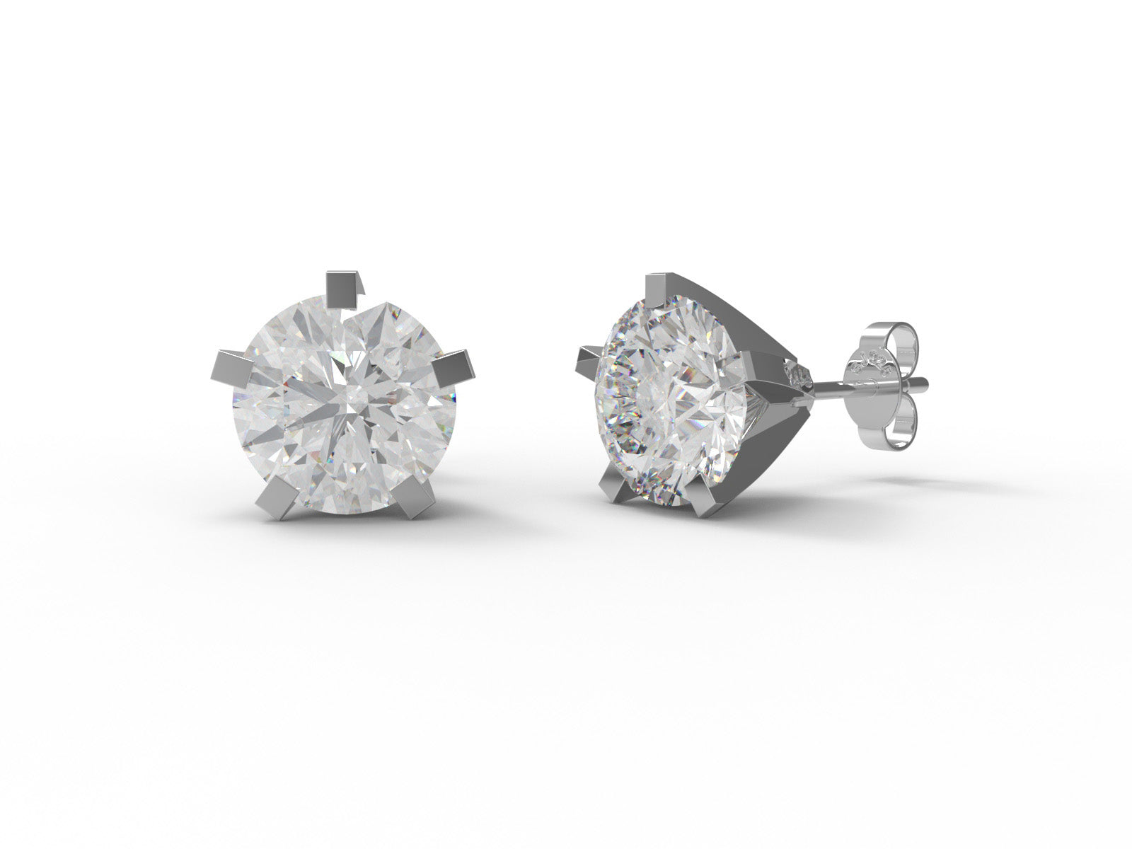 Moissanite Classic 4-Prong Round Stud Earrings - Sterling Silver