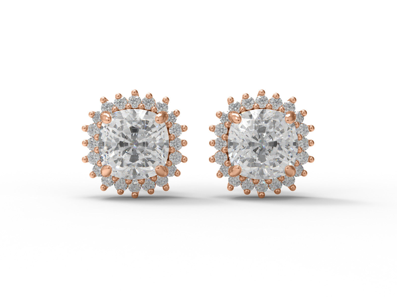 Cushion Moissanite 925 Silver Halo Stud Earrings
