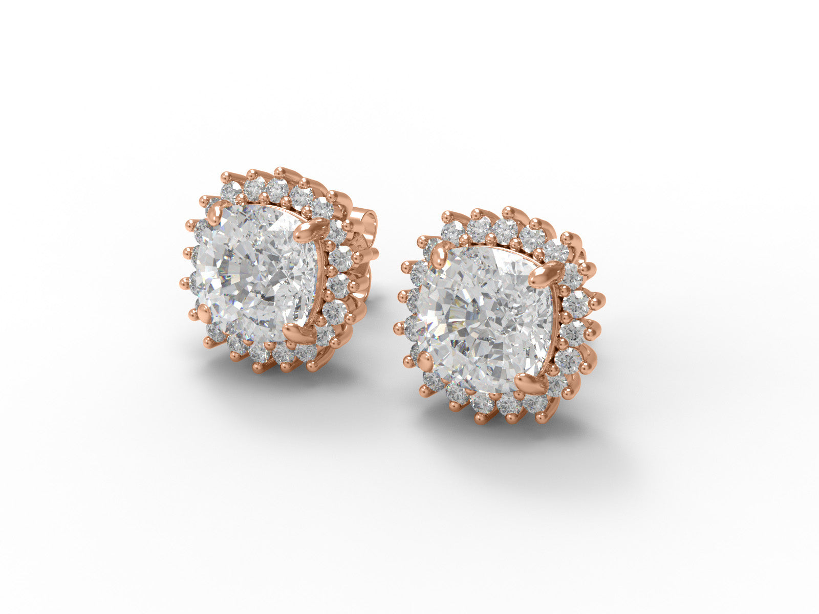 Cushion Moissanite 925 Silver Halo Stud Earrings