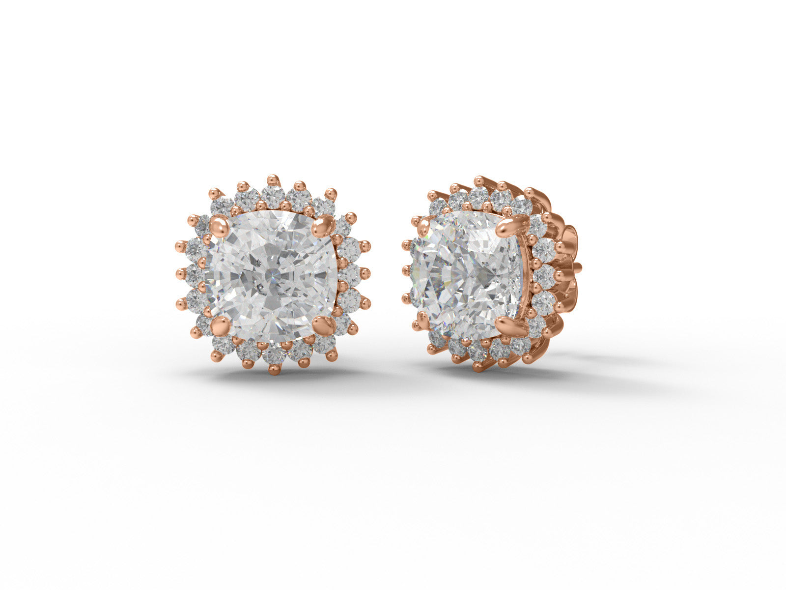 Cushion Moissanite 925 Silver Halo Stud Earrings