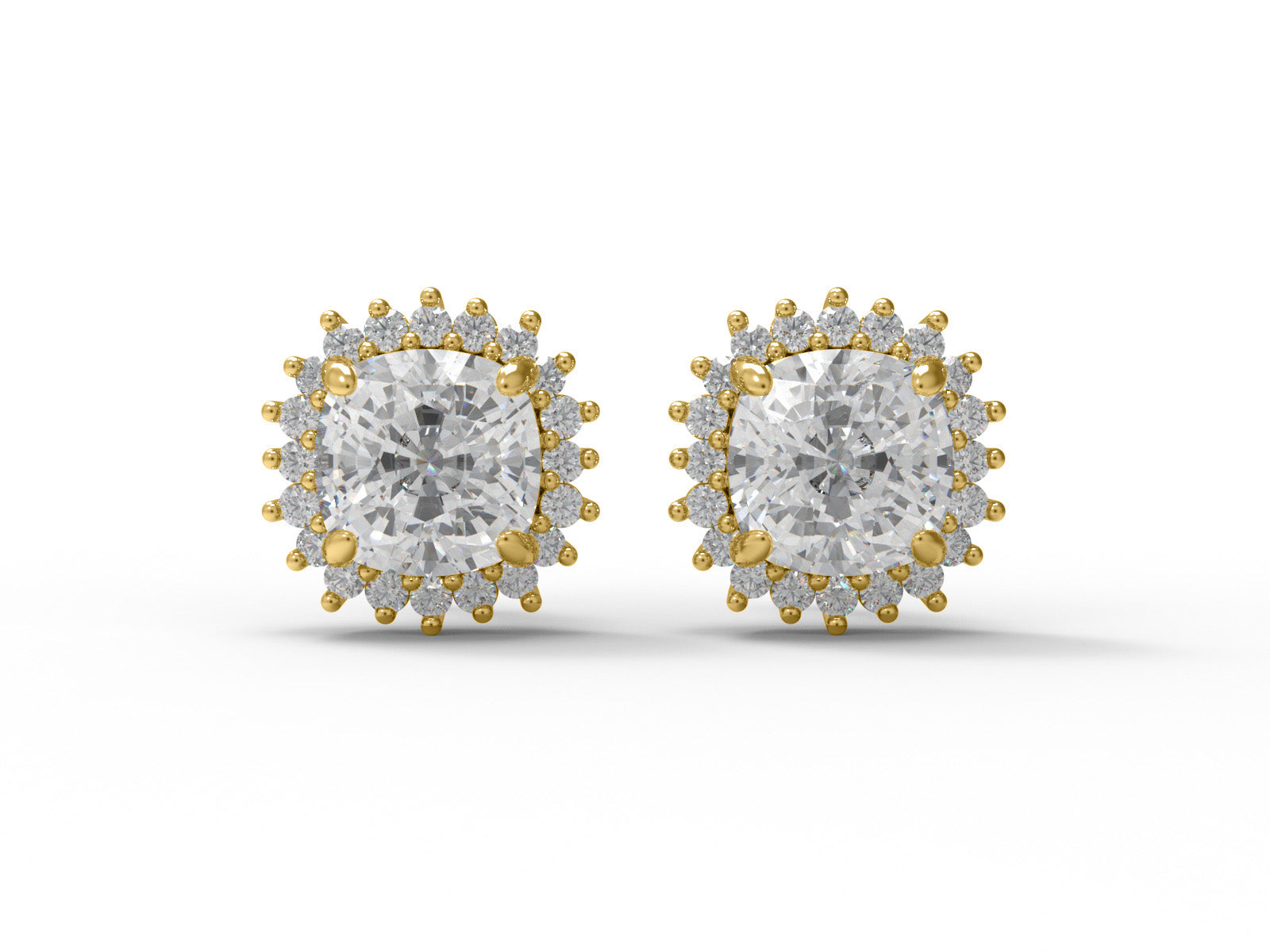 Cushion Moissanite 925 Silver Halo Stud Earrings