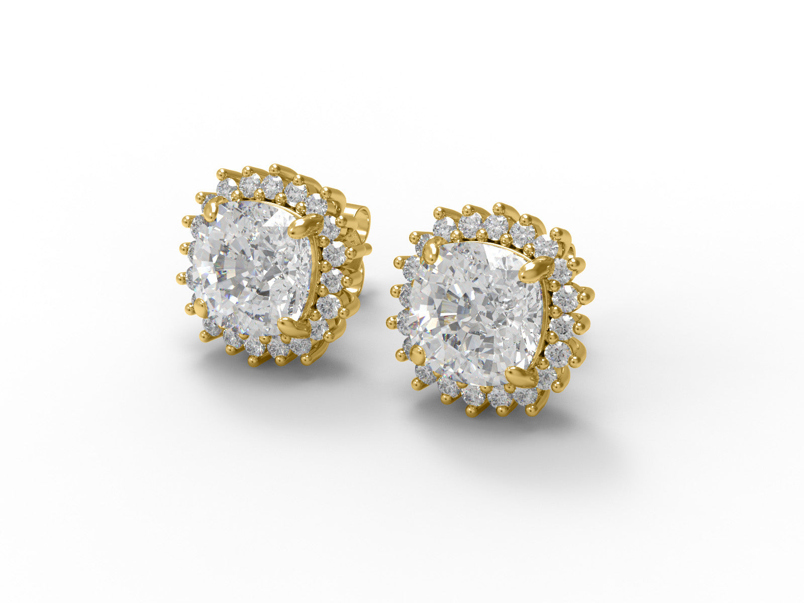 Cushion Moissanite 925 Silver Halo Stud Earrings
